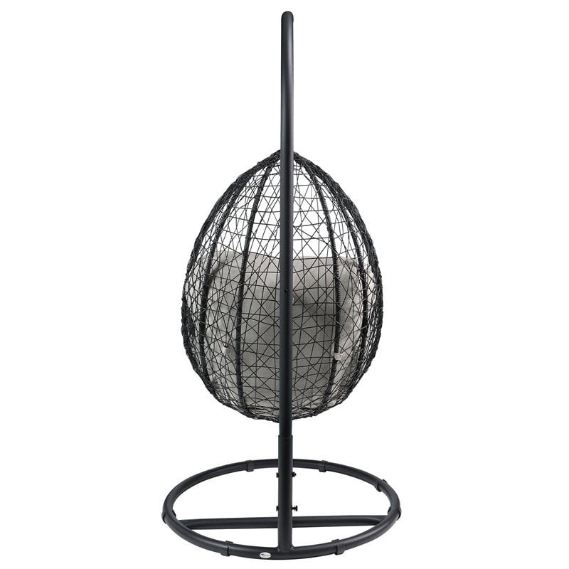 Bowery Hill Patio Swing Chair in Beige and Black with Water Resistant Seat