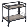 Bowery Hill Rectangular Wooden Serving Cart with Shelves in Rustic Oak