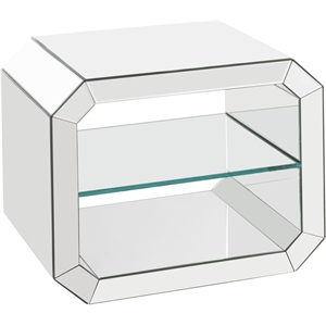 Bowery Hill Glass Accent Table with Mirrored Frame and Rectangular Top