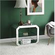Bowery Hill Glass Accent Table with Mirrored Frame and Rectangular Top