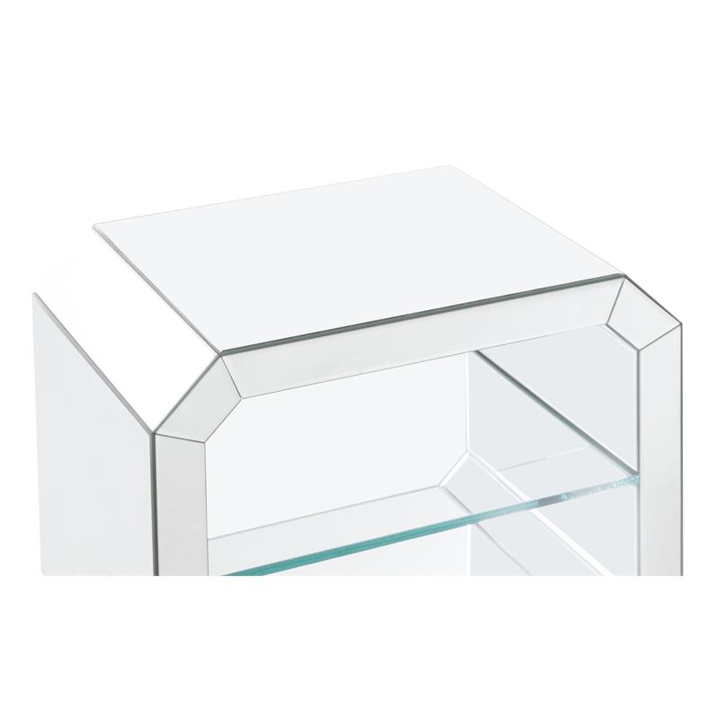 Bowery Hill Glass Accent Table with Mirrored Frame and Rectangular Top