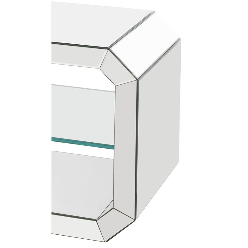 Bowery Hill Glass Accent Table with Mirrored Frame and Rectangular Top