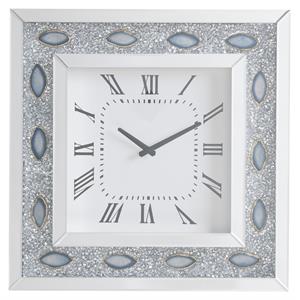 Bowery Hill Square Wall Clock with Beveled Mirror and Faux Agate Inlay