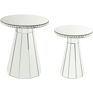 Bowery Hill Round Glass Accent Table with Faux Crystal Inlay