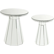 Bowery Hill Round Glass Accent Table with Faux Crystal Inlay