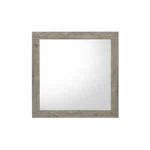 Bowery Hill Square Mirror with Wooden Frame in Light Gray Finish
