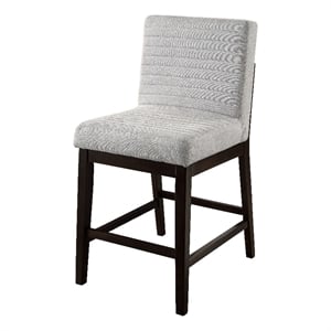 Bowery Hill Counter Height Chair Set of 2 in Gray Linen with Espresso Legs