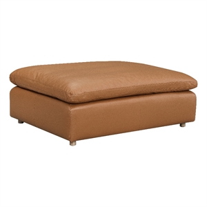 Bowery Hill Ottoman in Brown Genuine Leather with Wooden Inner Frame