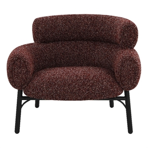 Bowery Hill Upholstered Accent Chair in Maroon Tweed with Black Metal Legs