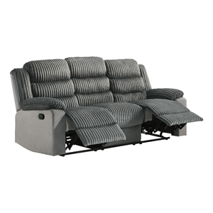 Bowery Hill Motion Sofa with Pillow Top Armrests Wood Gray Velvet