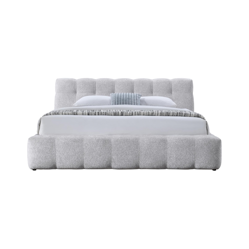 Bowery Hill Eastern King Chenille Bed with Tufted Headboard in Gray