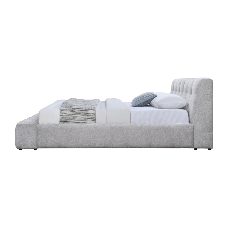 Bowery Hill Eastern King Chenille Bed with Tufted Headboard in Gray