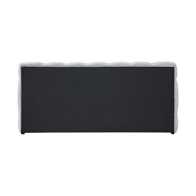 Bowery Hill Eastern King Chenille Bed with Tufted Headboard in Gray