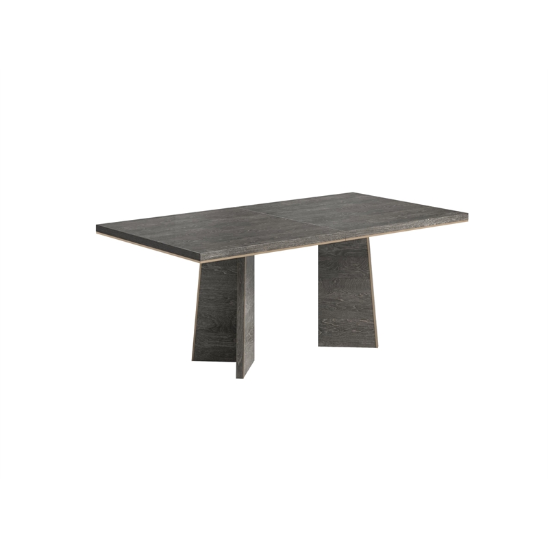 Bowery Hill Rectangular Dining Table with Extension Leaf in Gray Finish