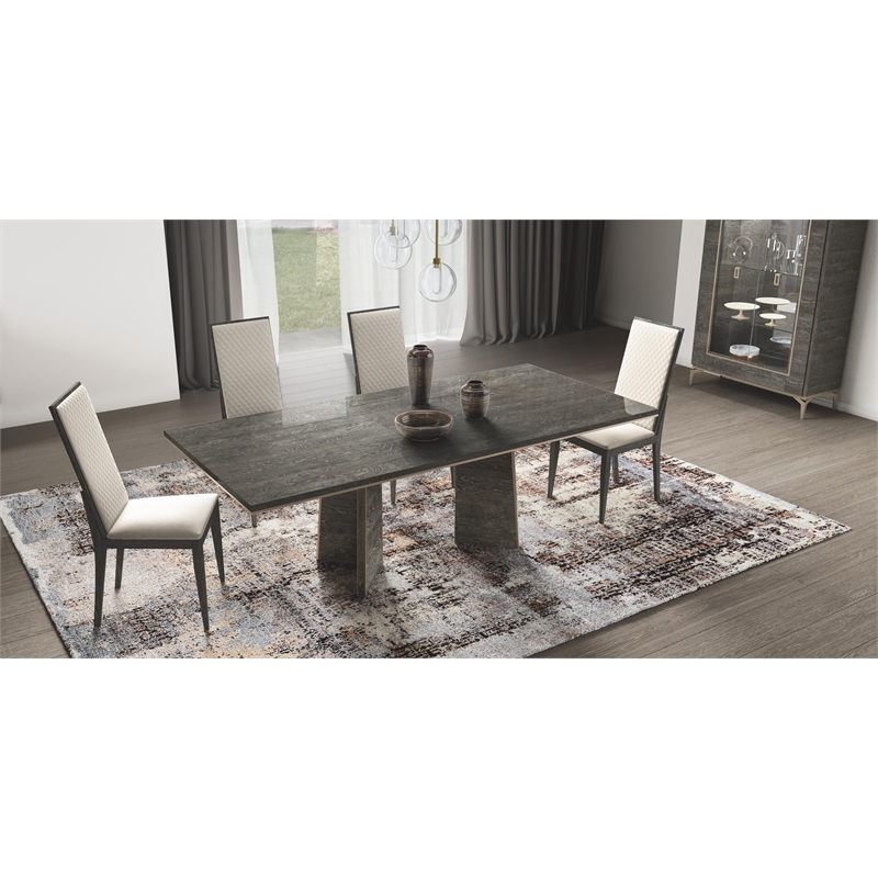Bowery Hill Rectangular Dining Table with Extension Leaf in Gray Finish