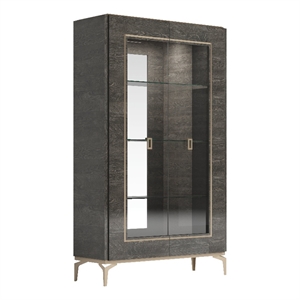 Bowery Hill 2-Door Wine Cabinet with 3 Shelves in Wood Frame