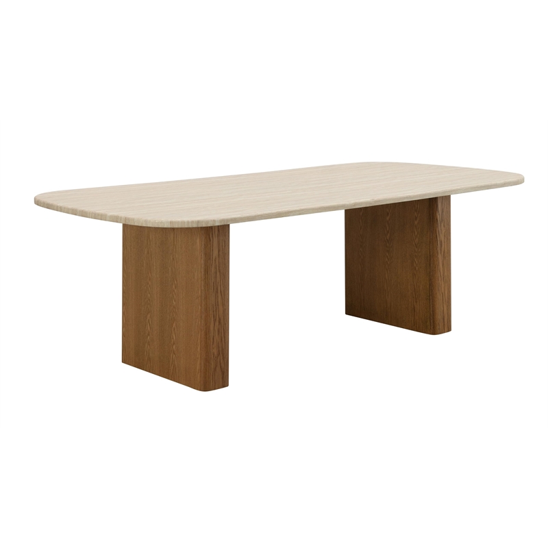 Bowery Hill Dining Table in Natural Finish with Brown Block Leg Base