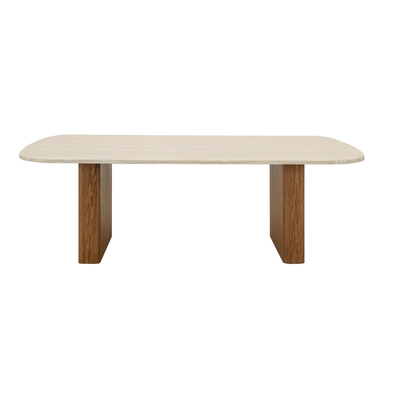 Bowery Hill Dining Table in Natural Finish with Brown Block Leg Base