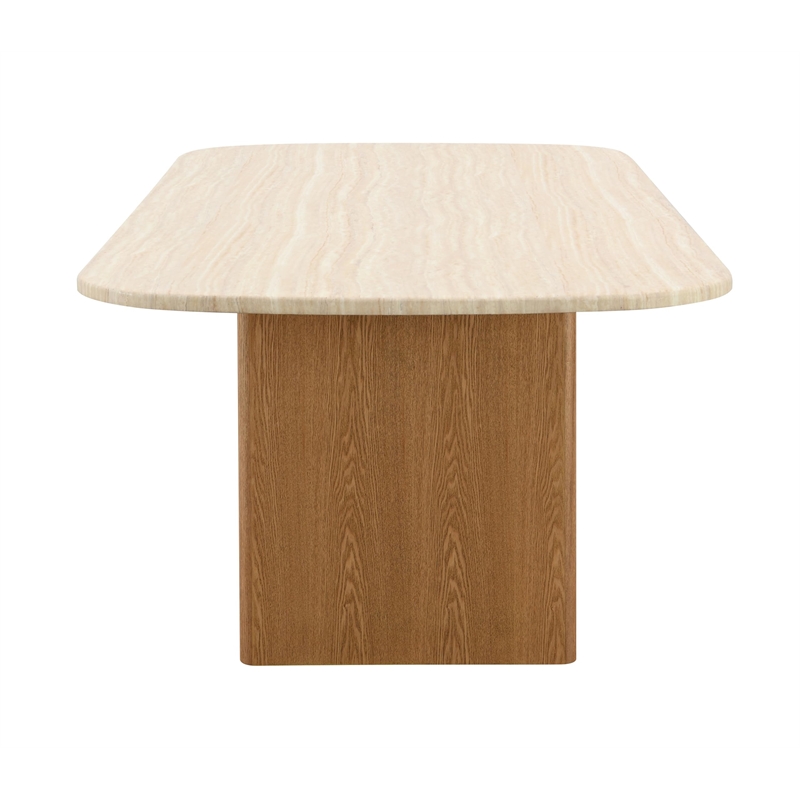 Bowery Hill Dining Table in Natural Finish with Brown Block Leg Base