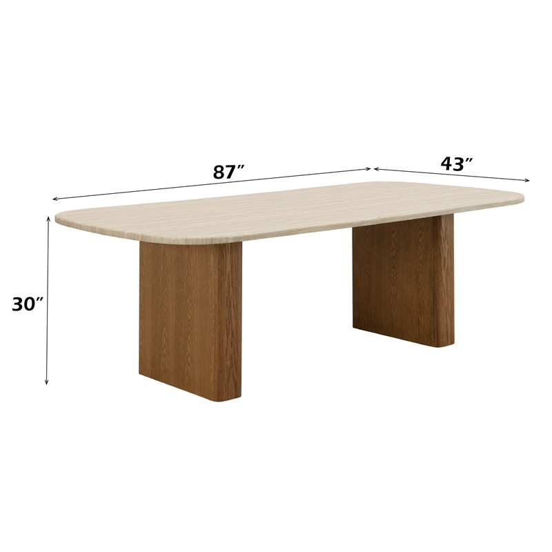 Bowery Hill Dining Table in Natural Finish with Brown Block Leg Base