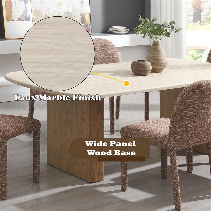 Bowery Hill Dining Table in Natural Finish with Brown Block Leg Base