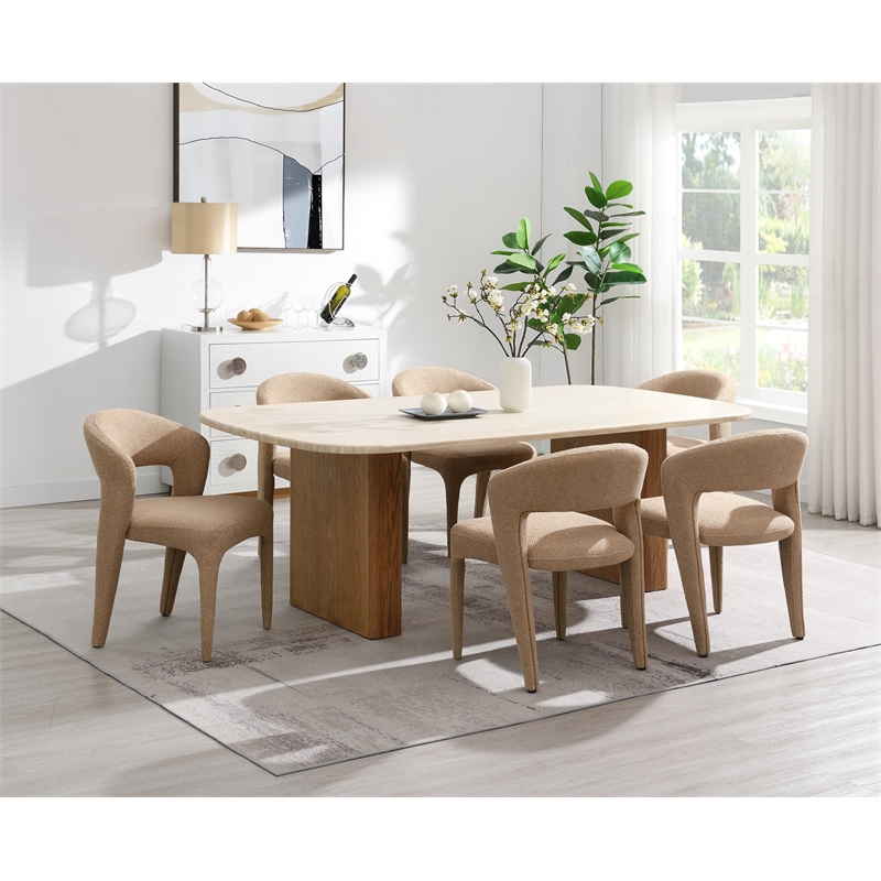 Bowery Hill Dining Table in Natural Finish with Brown Block Leg Base
