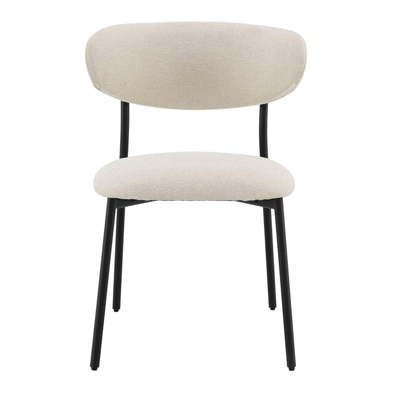 Bowery Hill Side Chair Set of 2 in Beige Chenille Upholstery