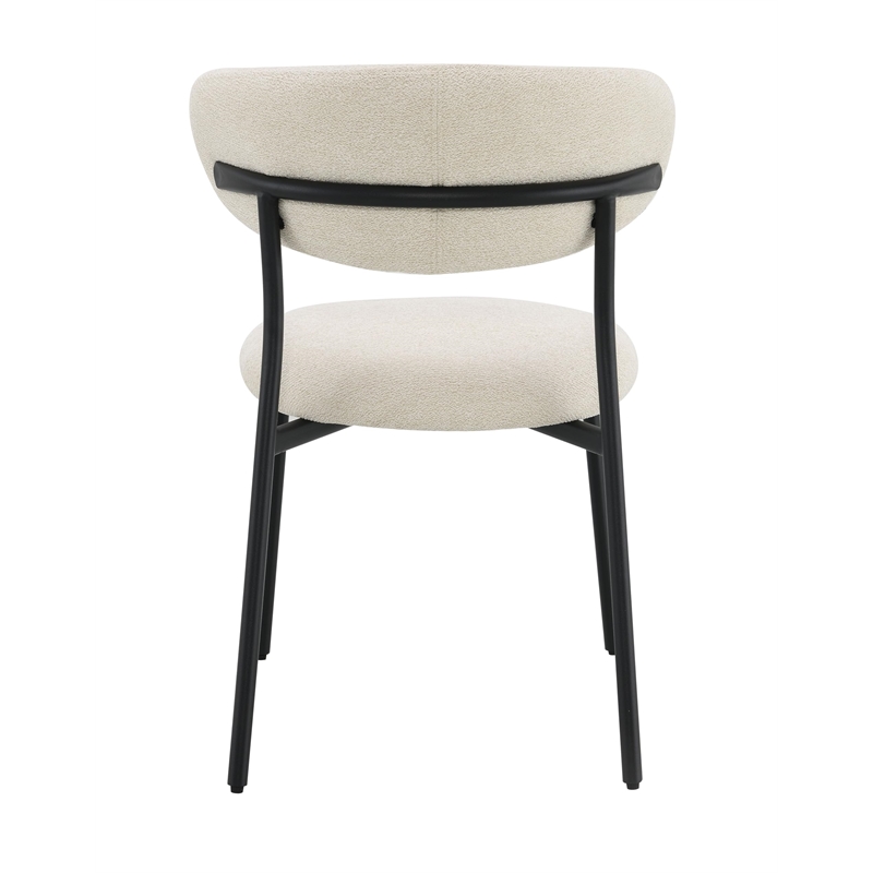 Bowery Hill Side Chair Set of 2 in Beige Chenille Upholstery