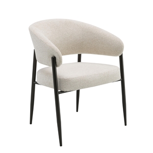 Bowery Hill Arm Chair Set of 2 in Beige Chenille with Metal Legs