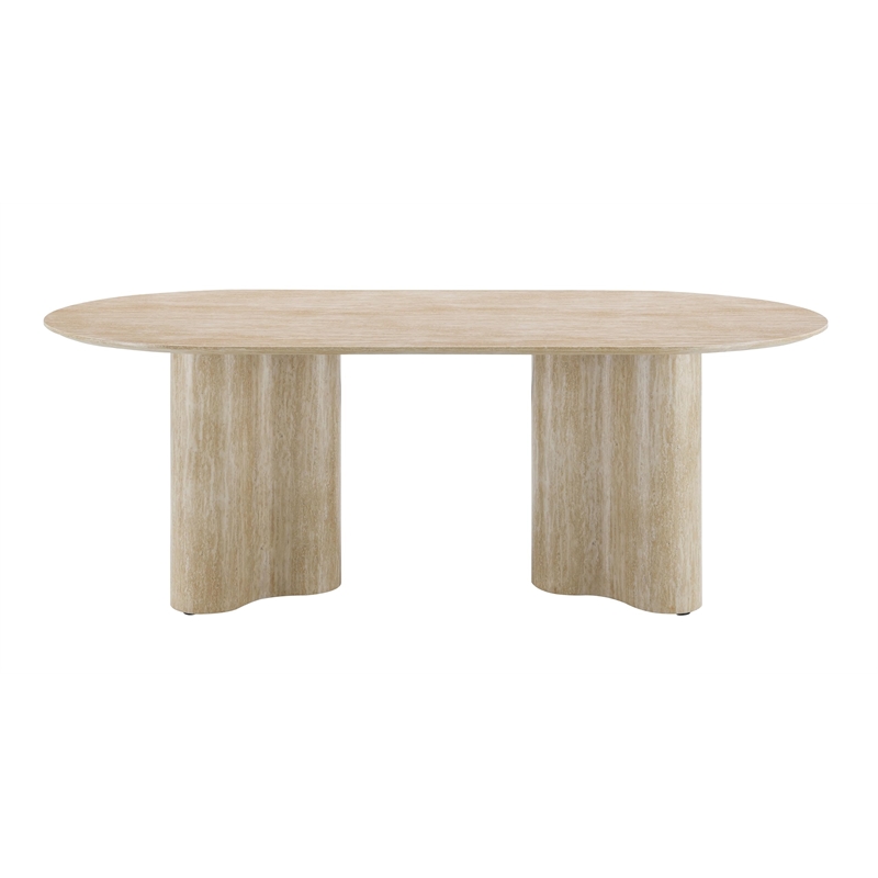 Bowery Hill Dining Table with Double Pedestal in Travertine Pattern