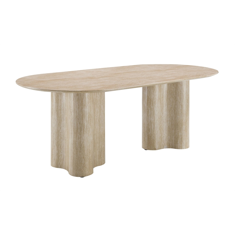 Bowery Hill Dining Table with Double Pedestal in Travertine Pattern