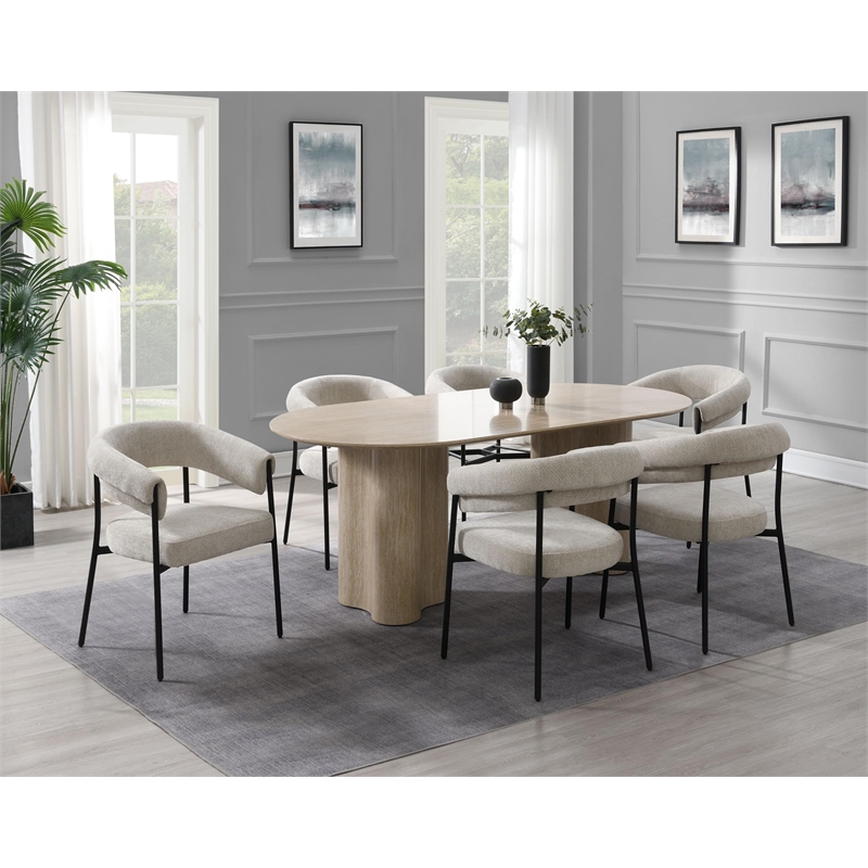 Bowery Hill Dining Table with Double Pedestal in Travertine Pattern
