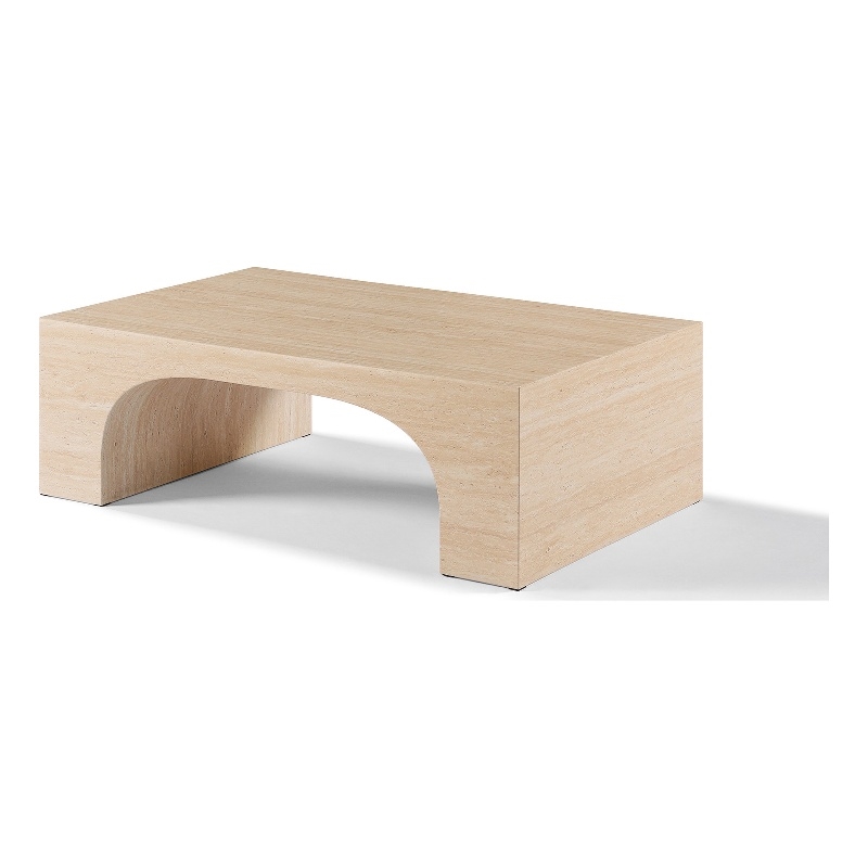 Bowery Hill Coffee Table with Travertine Stone Rectangular Top