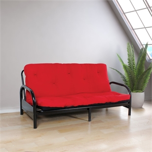 Bowery Hill Full Futon Mattress with Cotton Filling in Red and Black