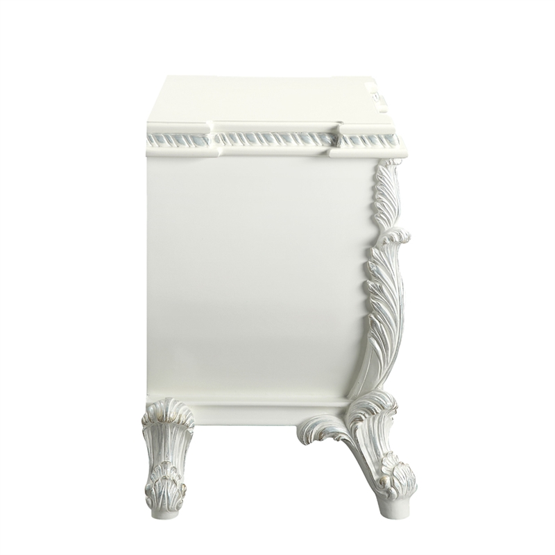 Bowery Hill Antique White Nightstand with Felt-Lined Drawers