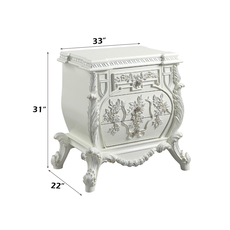 Bowery Hill Antique White Nightstand with Felt-Lined Drawers