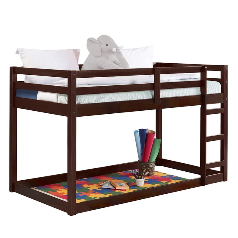 Bowery Hill Twin Loft Bed with Integrated Ladder in Espresso Wood Finish