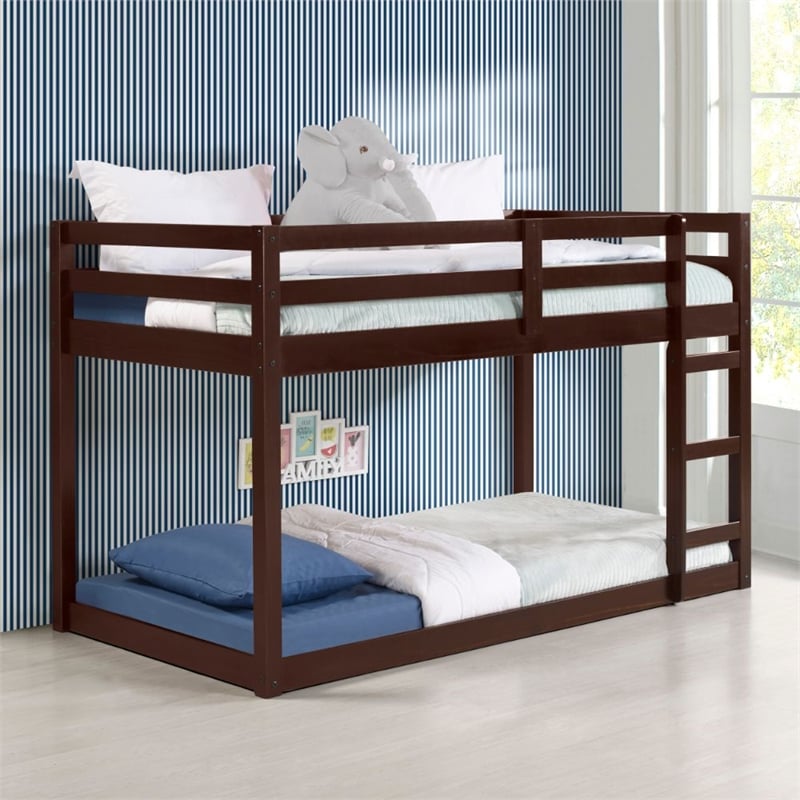 Bowery Hill Twin Loft Bed with Integrated Ladder in Espresso Wood Finish