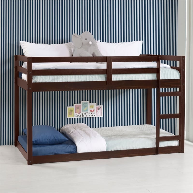 Bowery Hill Twin Loft Bed with Integrated Ladder in Espresso Wood Finish