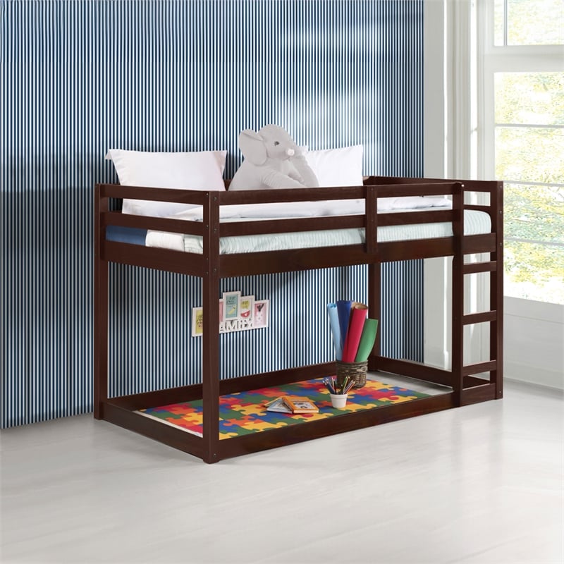 Bowery Hill Twin Loft Bed with Integrated Ladder in Espresso Wood Finish