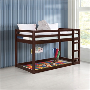 Bowery Hill Twin Loft Bed with Integrated Ladder in Espresso Wood Finish