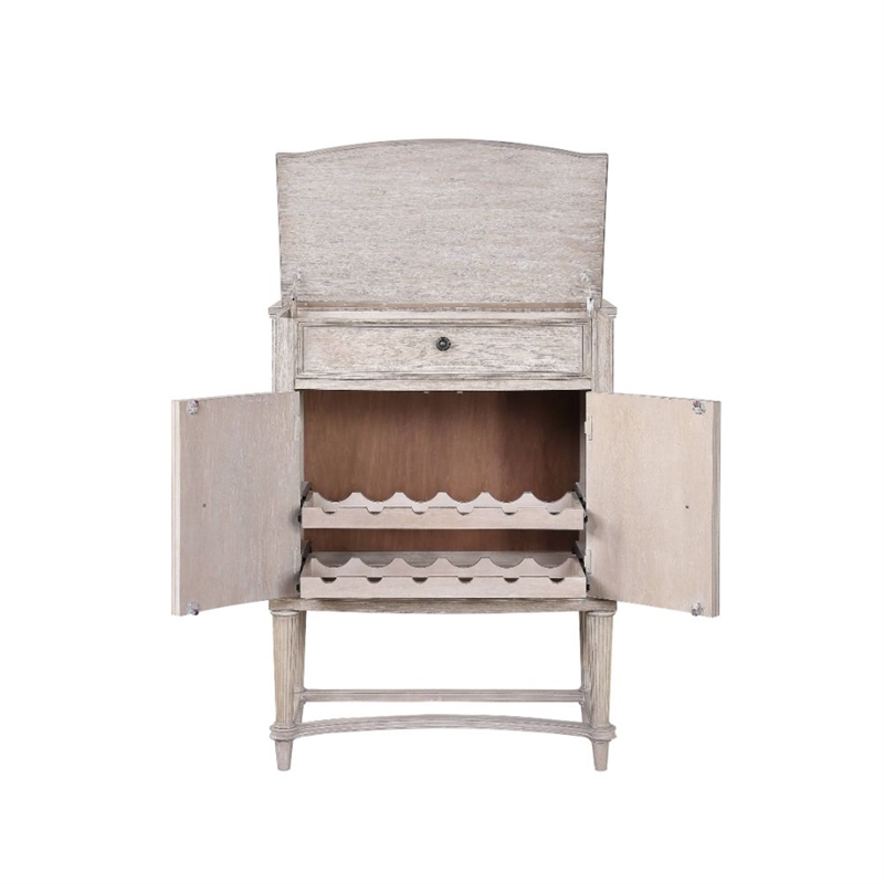 Bowery Hill Wine Cabinet with Tapered Legs in Antique Champagne Finish