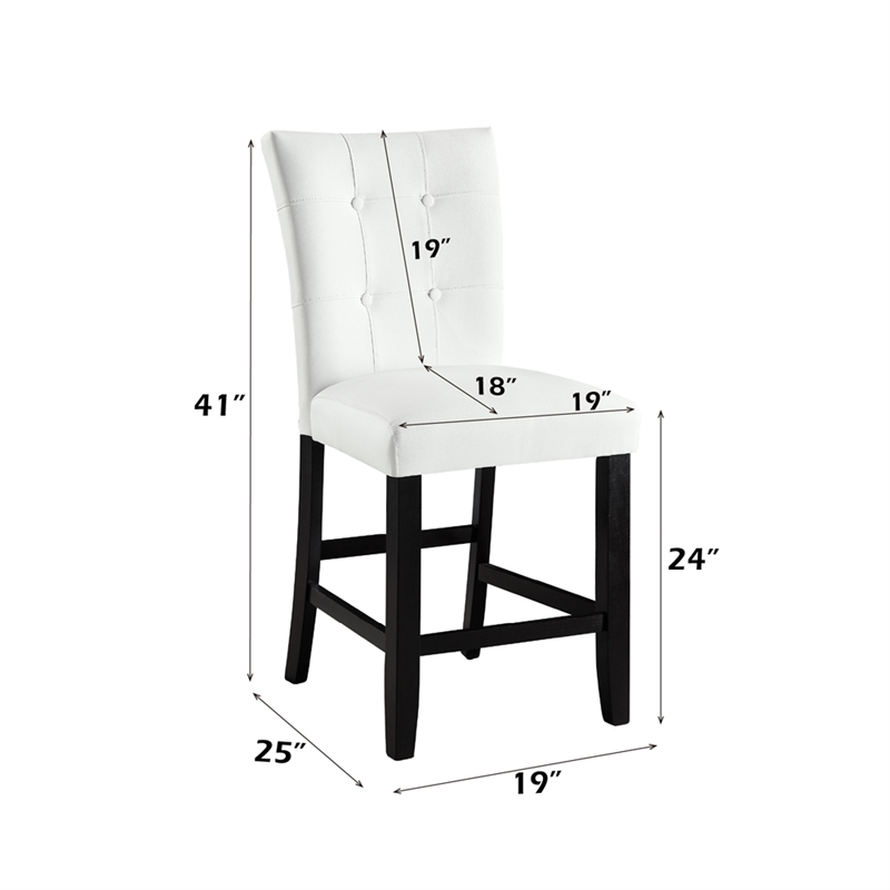 Bowery Hill Counter Height Dining Chair Set of 2 in White Leather