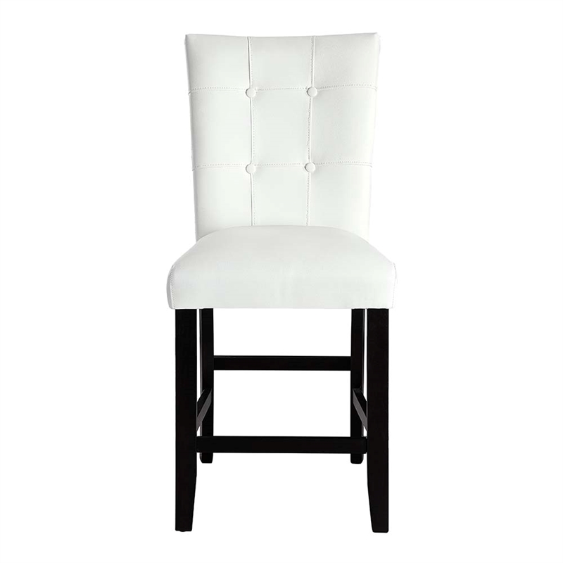 Bowery Hill Counter Height Dining Chair Set of 2 in White Leather