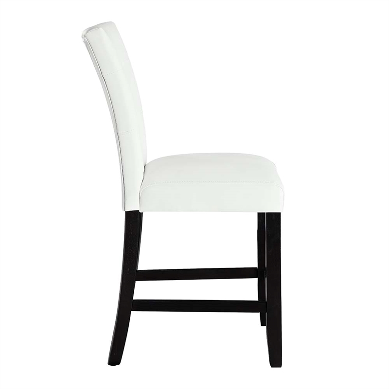 Bowery Hill Counter Height Dining Chair Set of 2 in White Leather