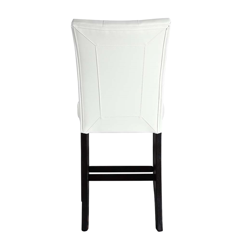 Bowery Hill Counter Height Dining Chair Set of 2 in White Leather
