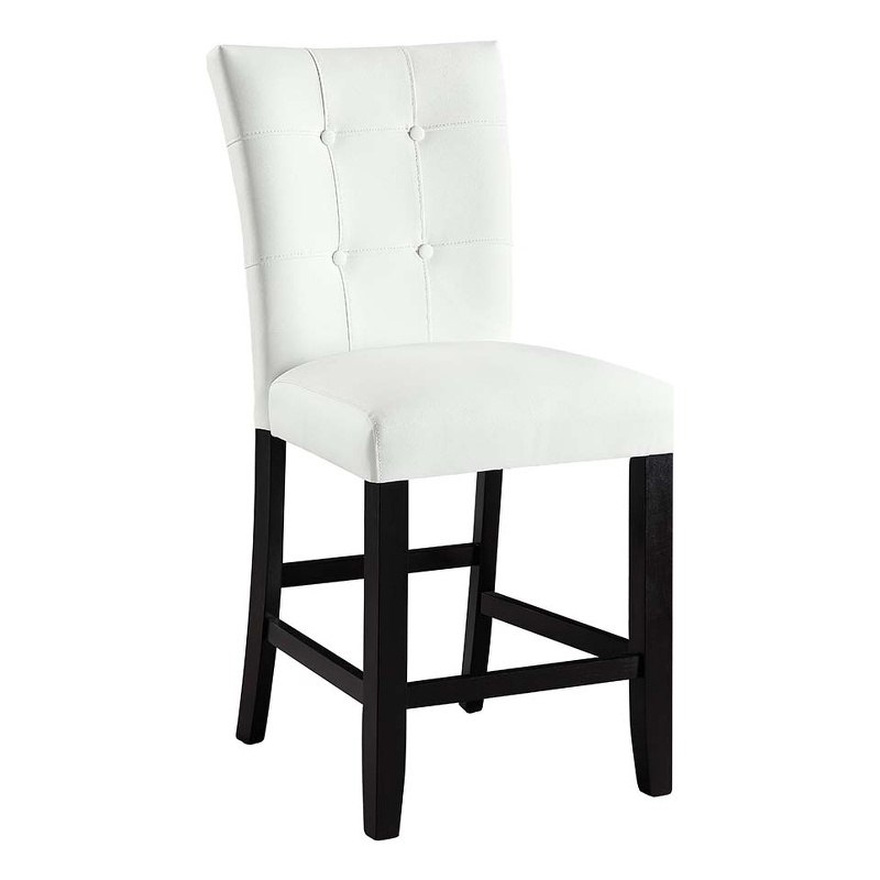 Bowery Hill Counter Height Dining Chair Set of 2 in White Leather