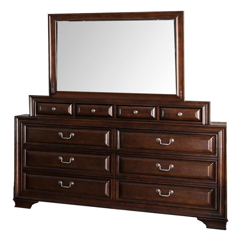 Bowery Hill 4-Piece King Bedroom Set in Cherry Brown with USB Ports
