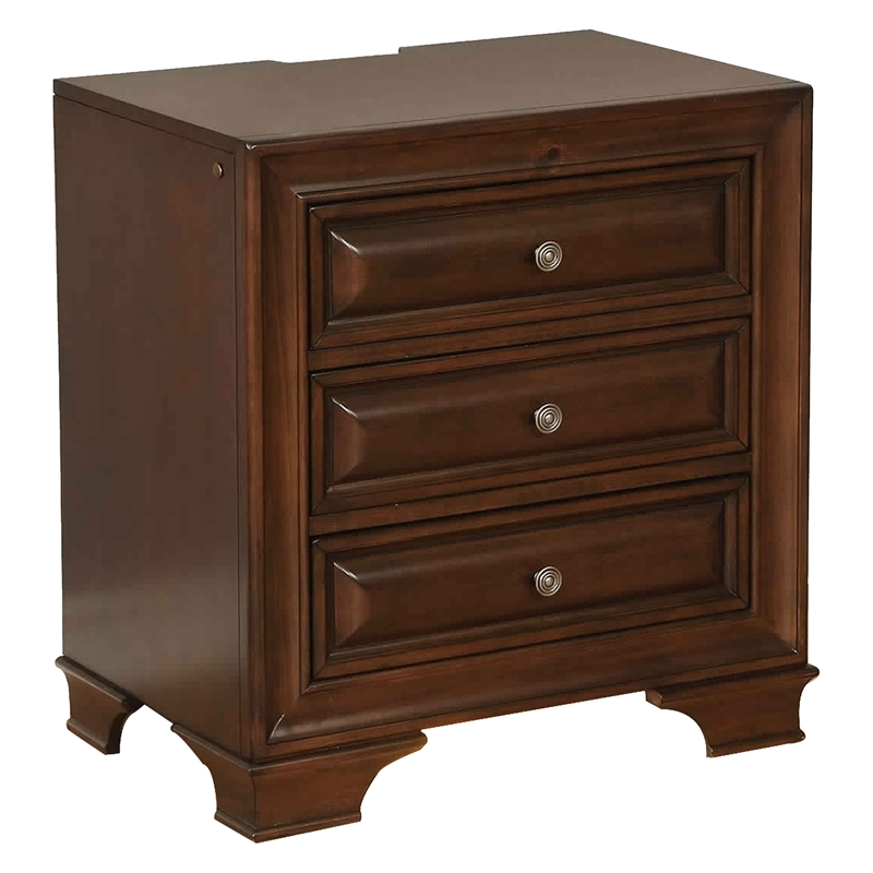 Bowery Hill 4-Piece King Bedroom Set in Cherry Brown with USB Ports