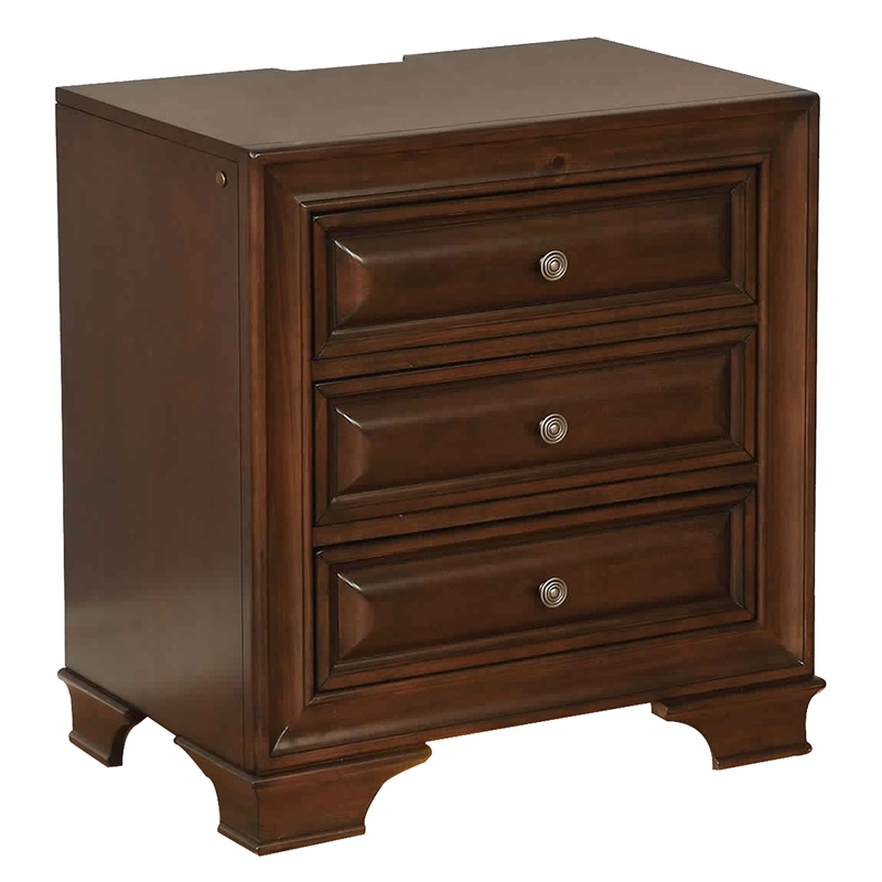Bowery Hill 4-Piece Queen Bedroom Set in Cherry Brown with USB Ports
